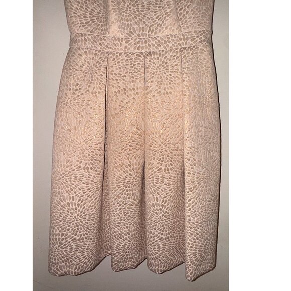 David's Bridal Cream Gold brocade short sleeveless formal Sz 6 with purse - Picture 10 of 16